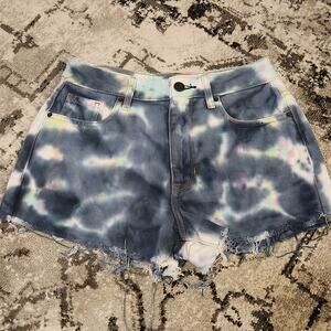 Pac Sun Size 24 Tie Dye Denim Shorts.